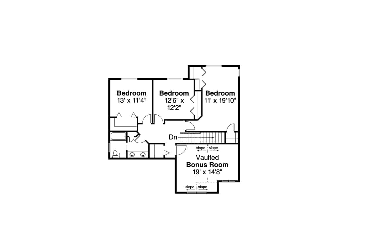 Floor Plan Upper Level of Farmhouse Plan #108-1983