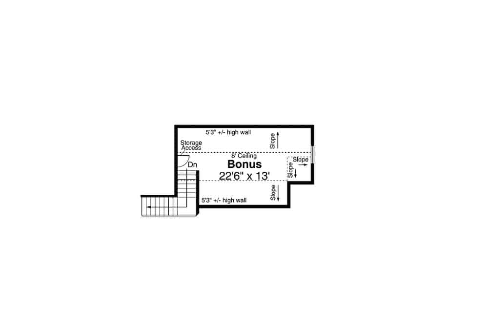 Floor Plan Bonus Room of Ranch Plan #108-1985
