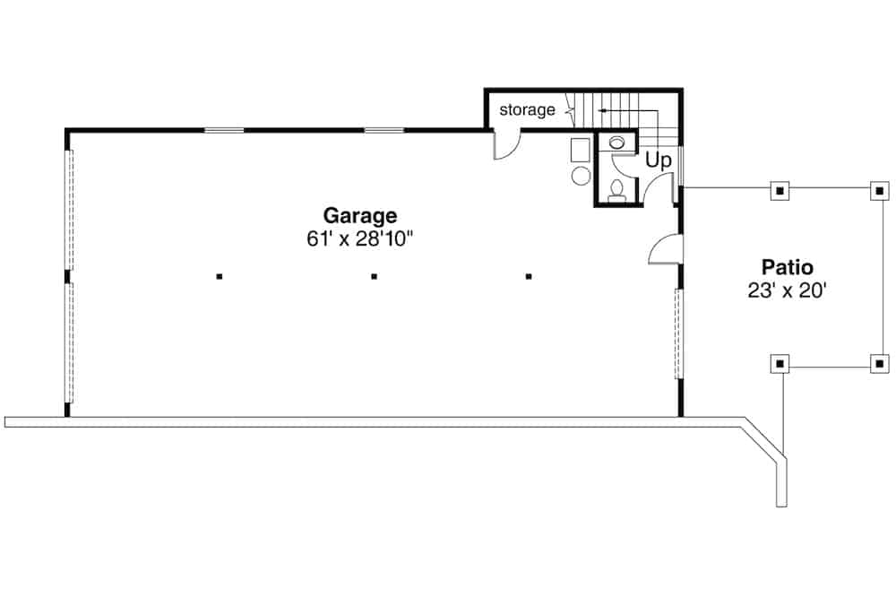Floor Plan Basement of European Plan #108-1986