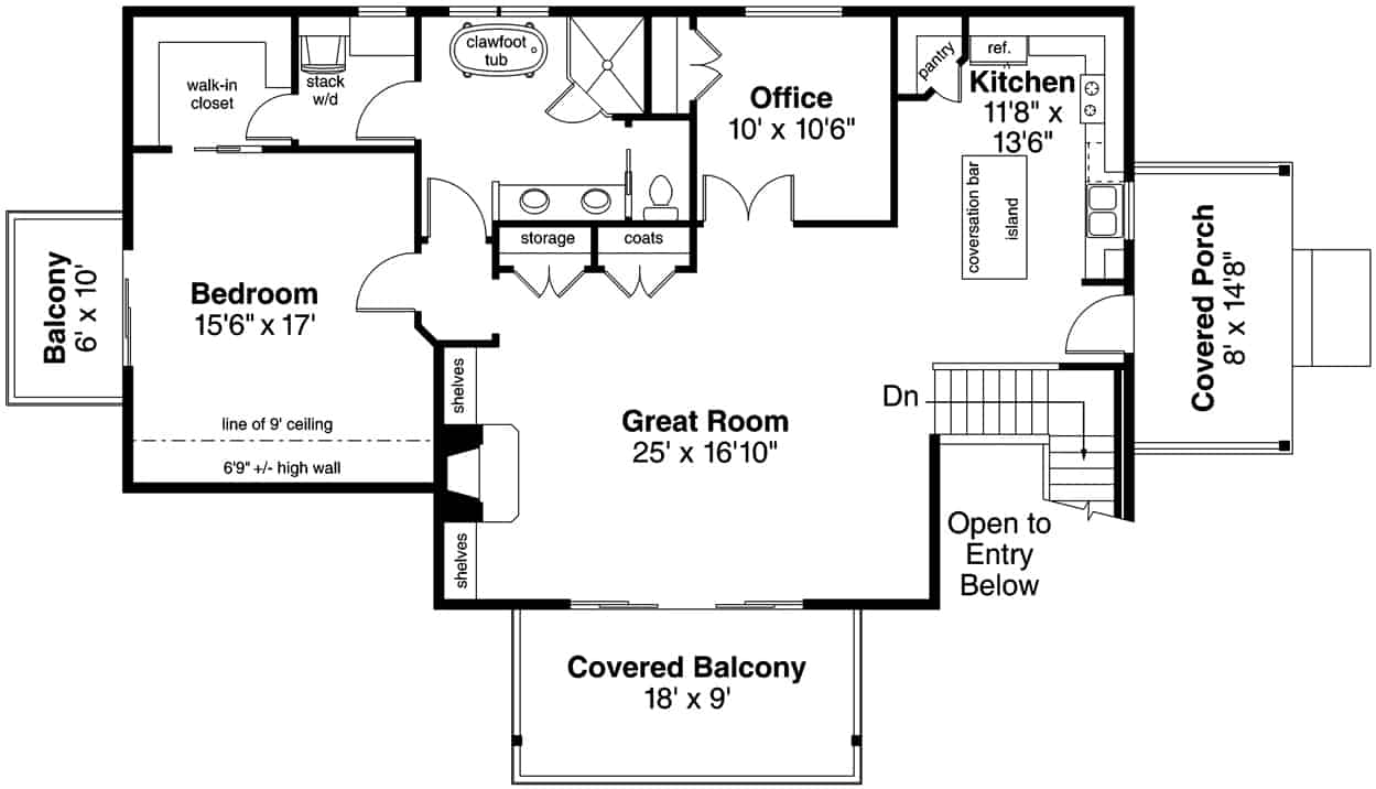 Main Level of Vacation Homes Plan #108-1990