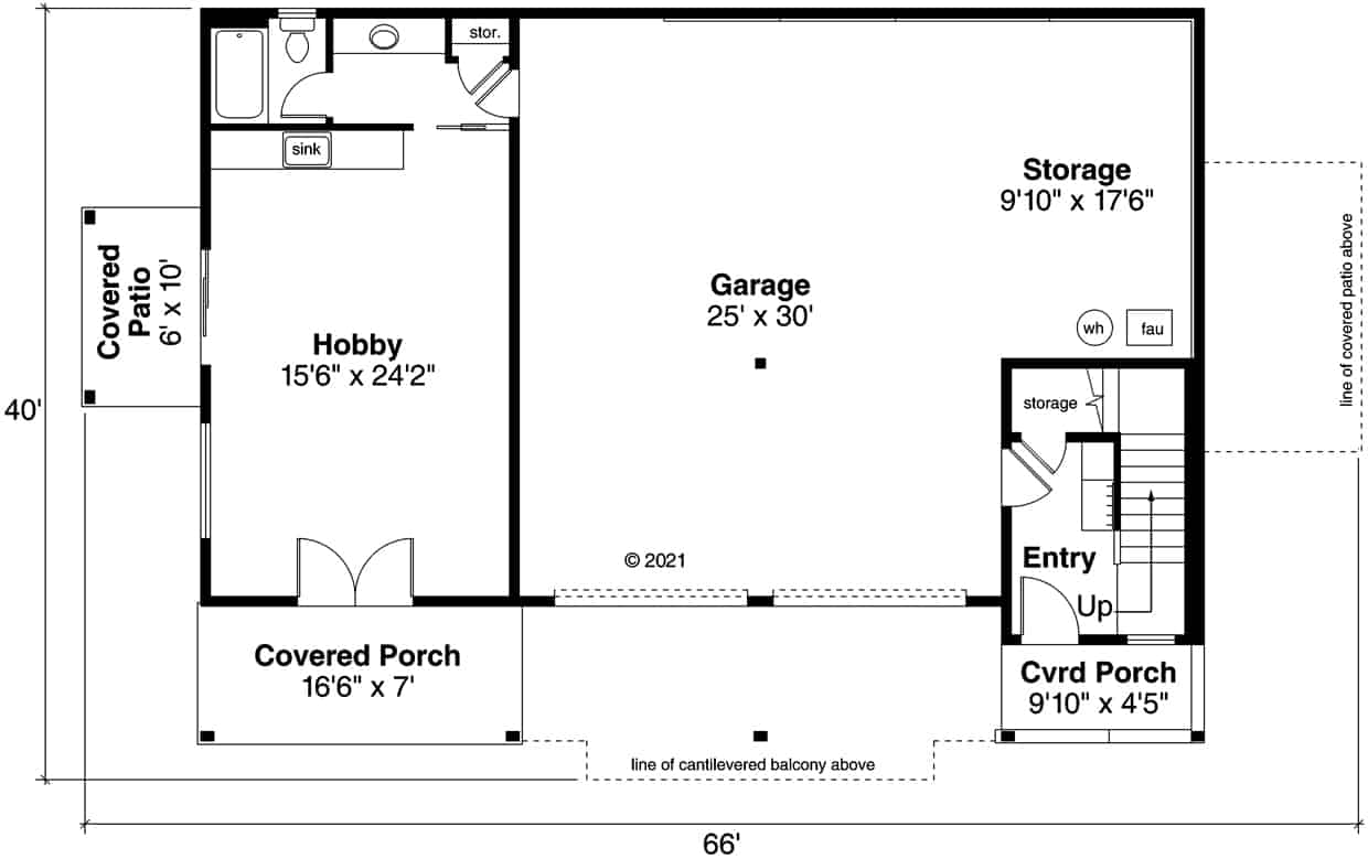 Basement of Vacation Homes Plan #108-1990