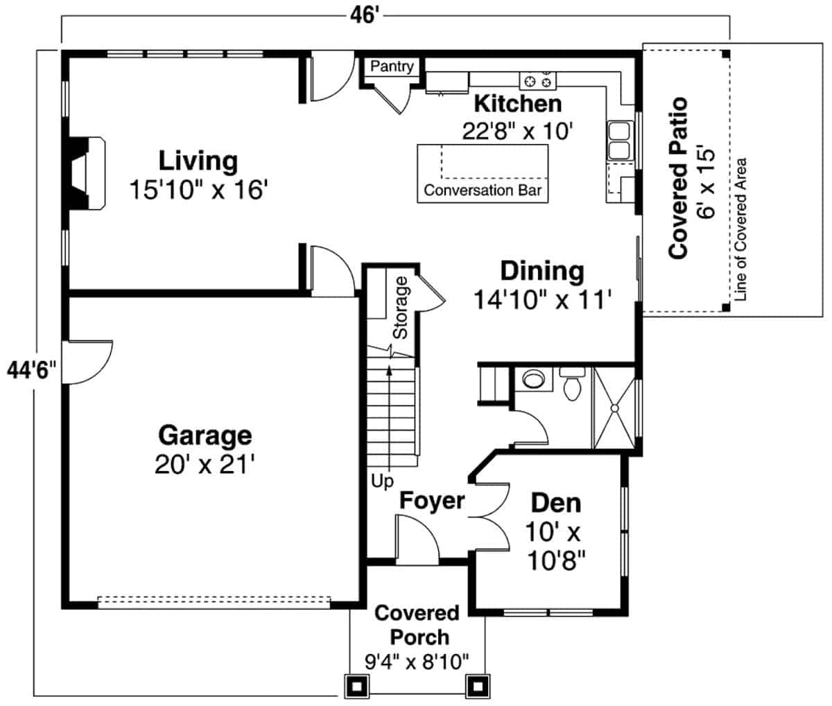 Floor Plan Main Level of Contemporary Plan #108-1992