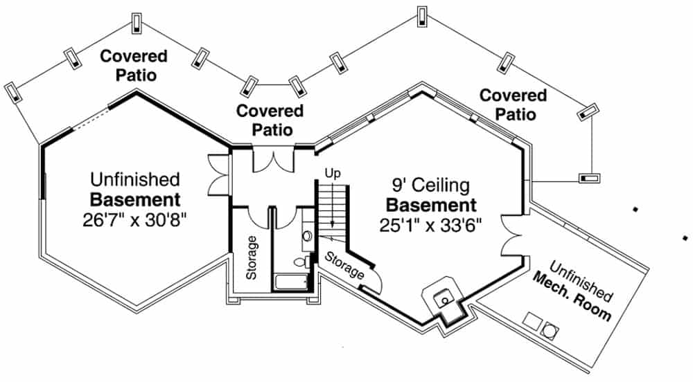 Floor Plan Basement of Contemporary Plan #108-1994