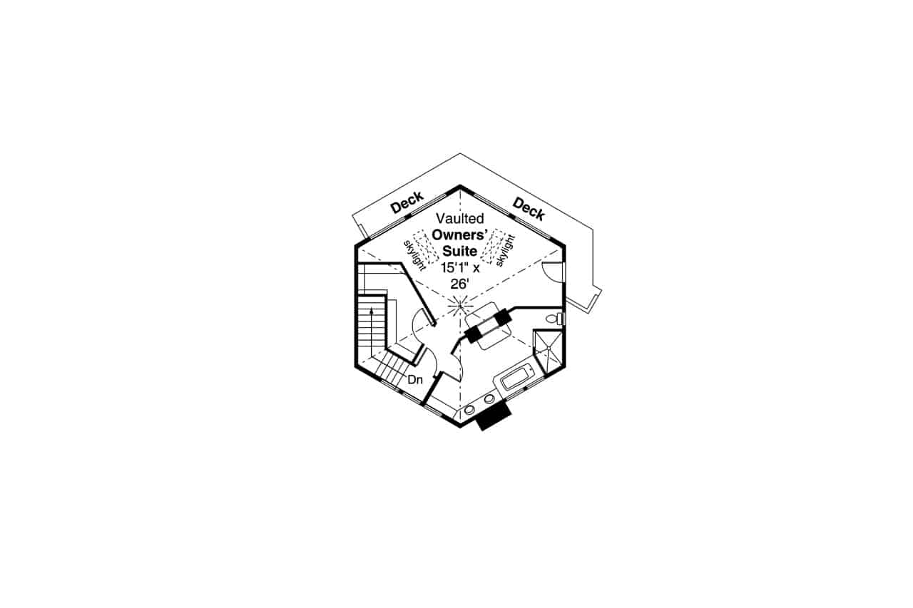 Floor Plan Upper Level of Contemporary Plan #108-1994
