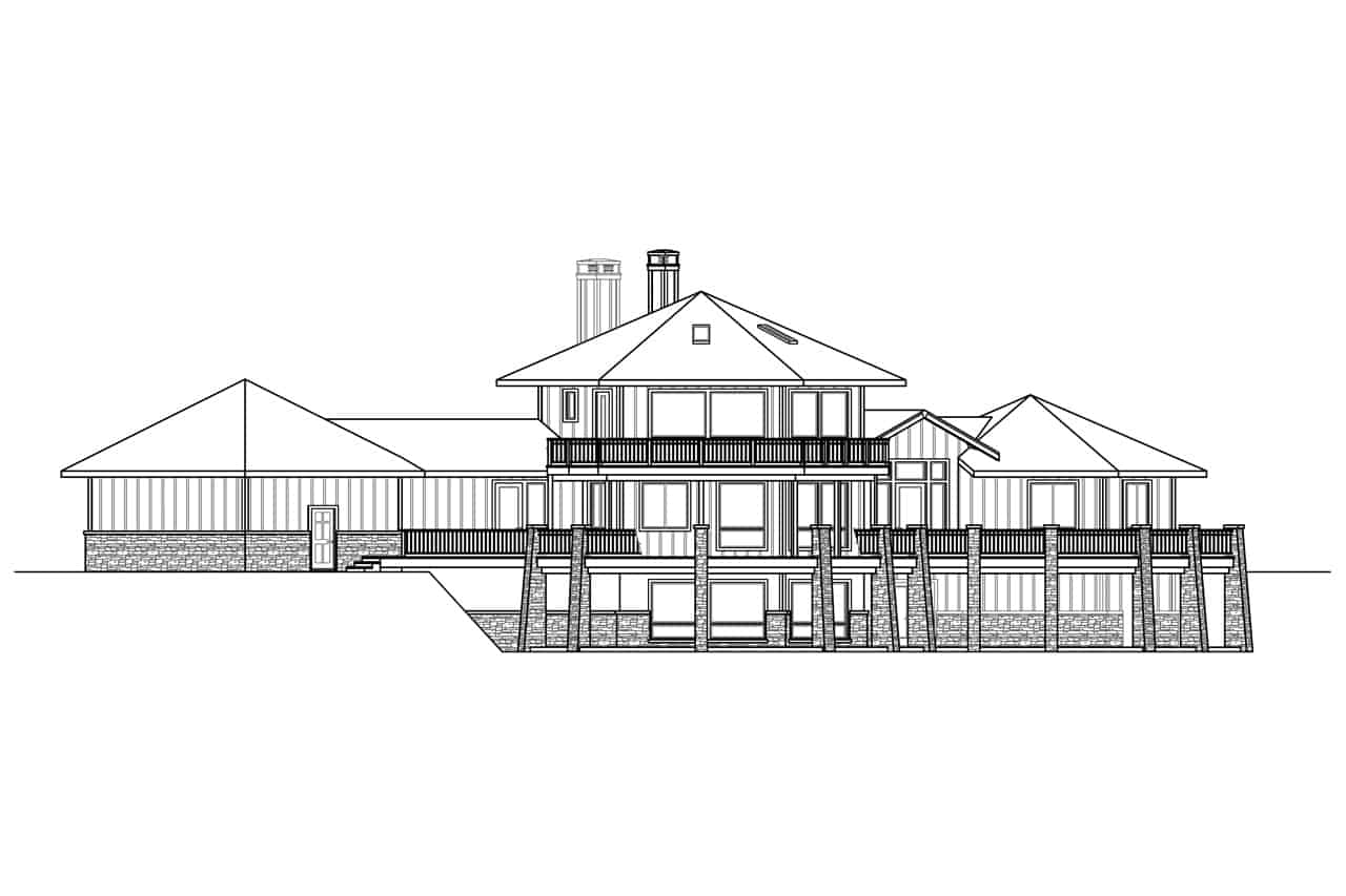 Home Plan Rear Elevation of this 3-Bedroom,3938 Sq Ft Plan -108-1994