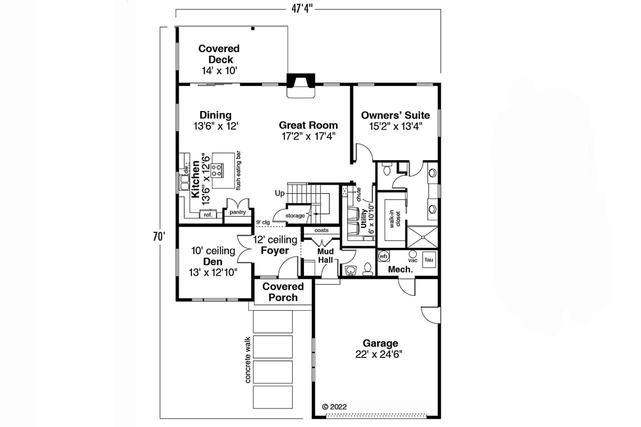 Floor Plan Main Level of Contemporary Plan #108-1995