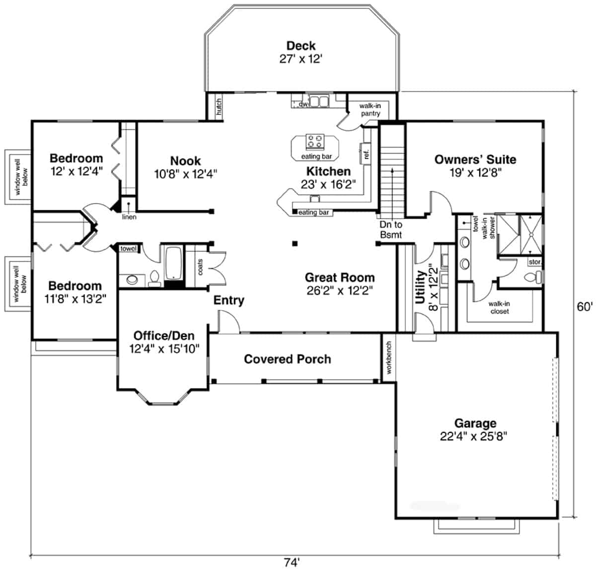 Main Level of Ranch Plan #108-1996
