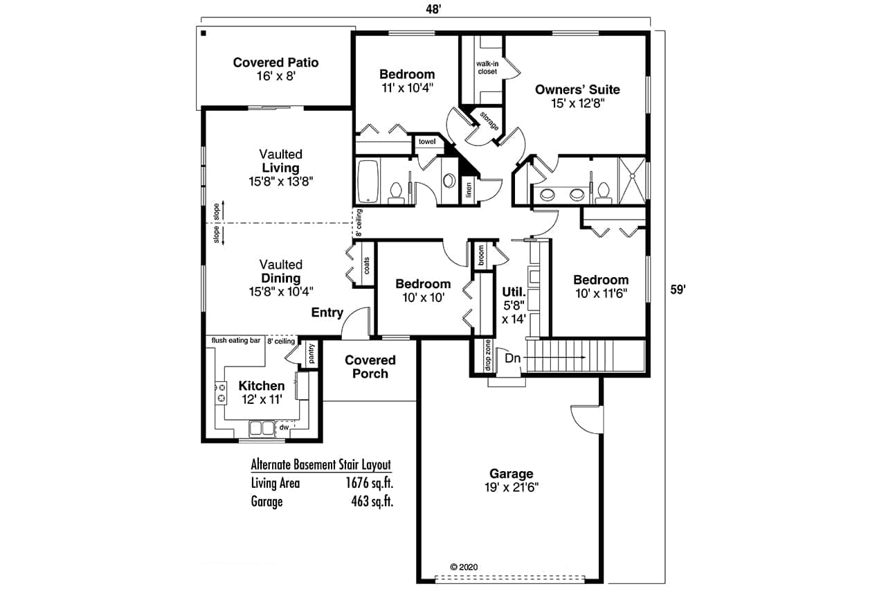 Main Level of Ranch Plan #108-1997