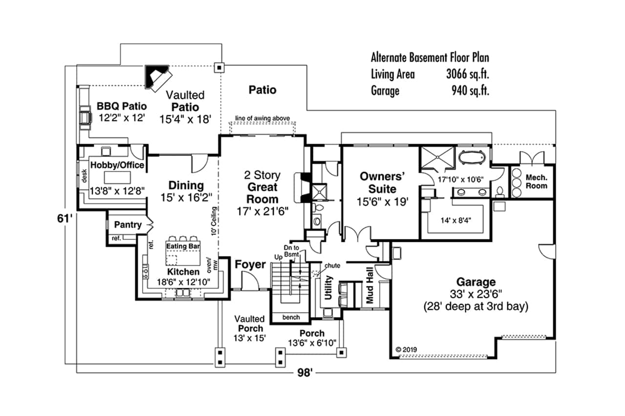 Main Level of Luxury Plan #108-1999