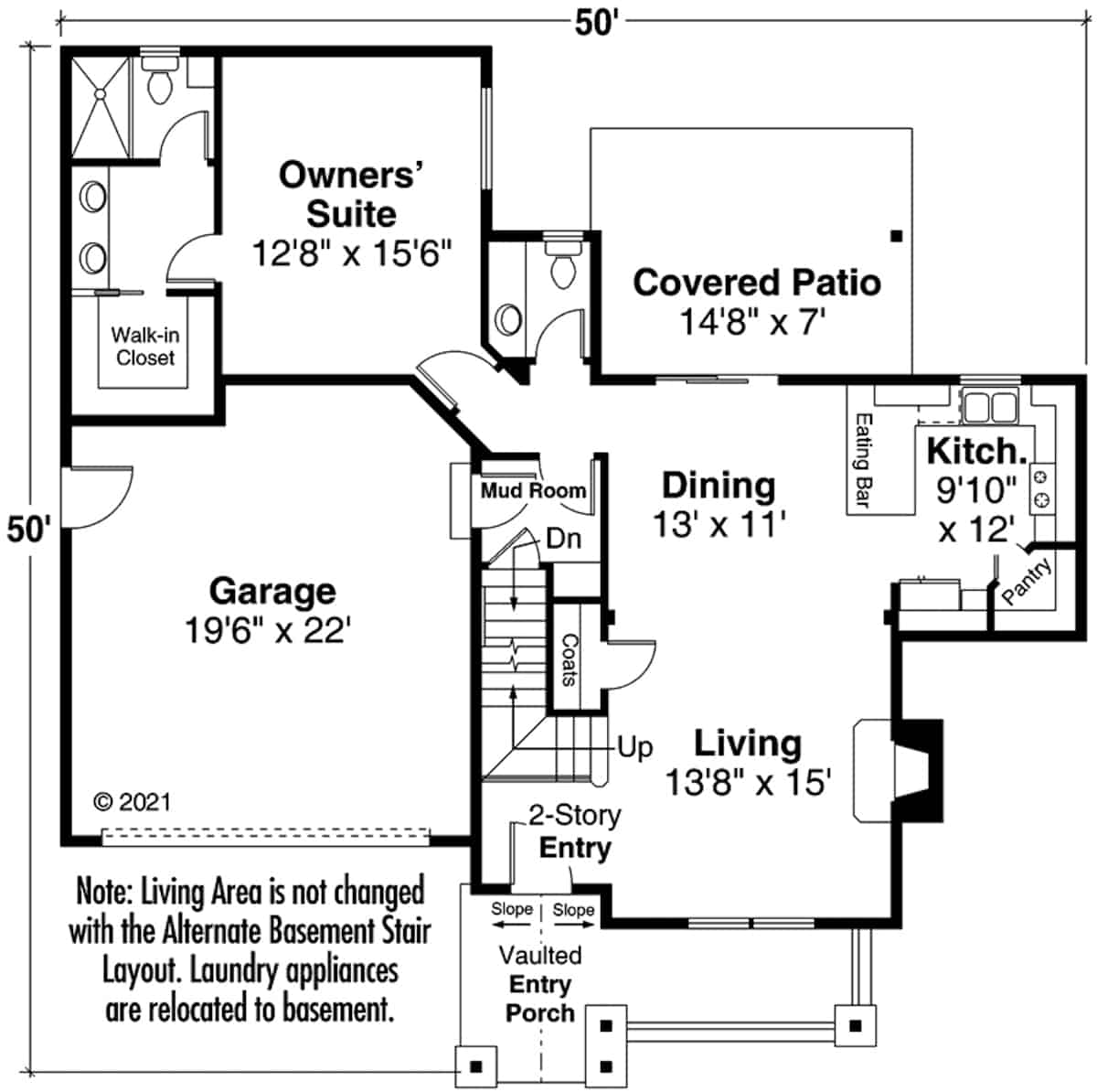 Main Level of Farmhouse Plan #108-2003