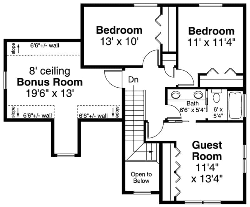Upper Level of Farmhouse Plan #108-2003