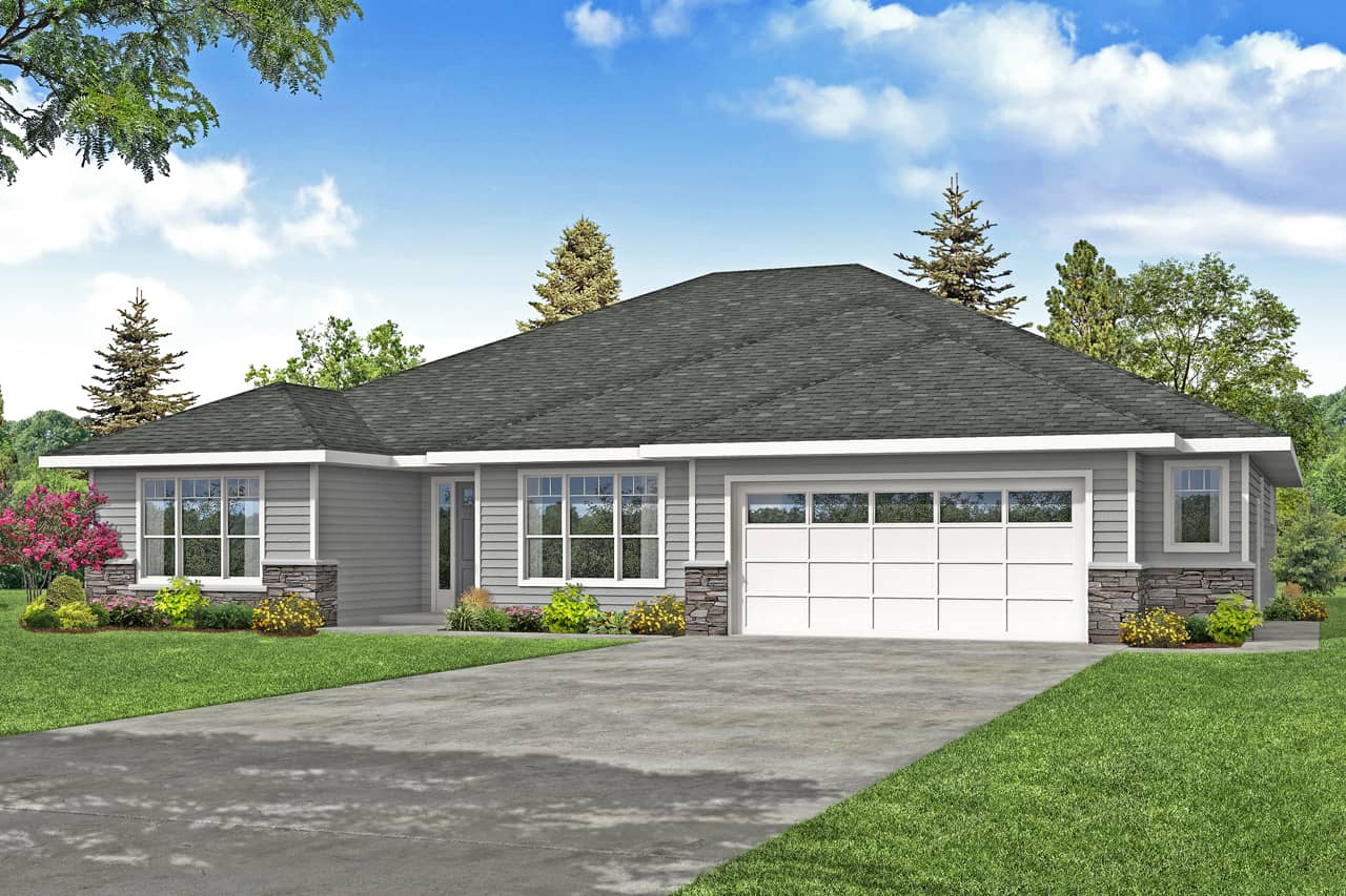 Ranch house (ThePlanCollection: Plan #108-2004)