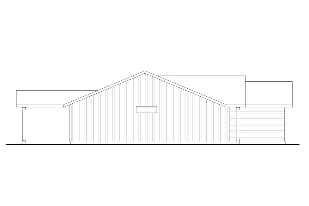 Home Plan Left Elevation of this 3-Bedroom,1266 Sq Ft Plan -108-2005