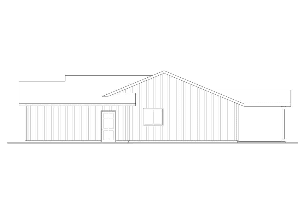 Home Plan Right Elevation of this 3-Bedroom,1266 Sq Ft Plan -108-2005