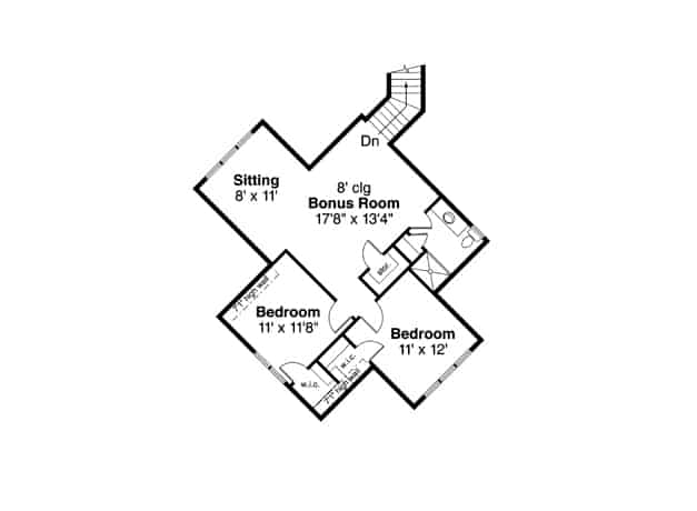 Upper Level of Farmhouse Plan #108-2006