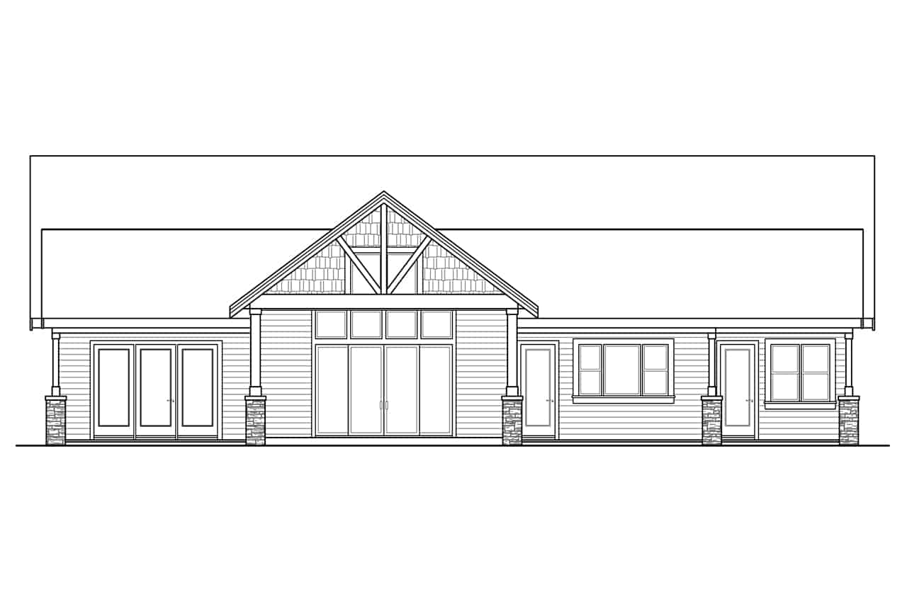 Home Plan Rear Elevation of this 4-Bedroom,3644 Sq Ft Plan -108-2006