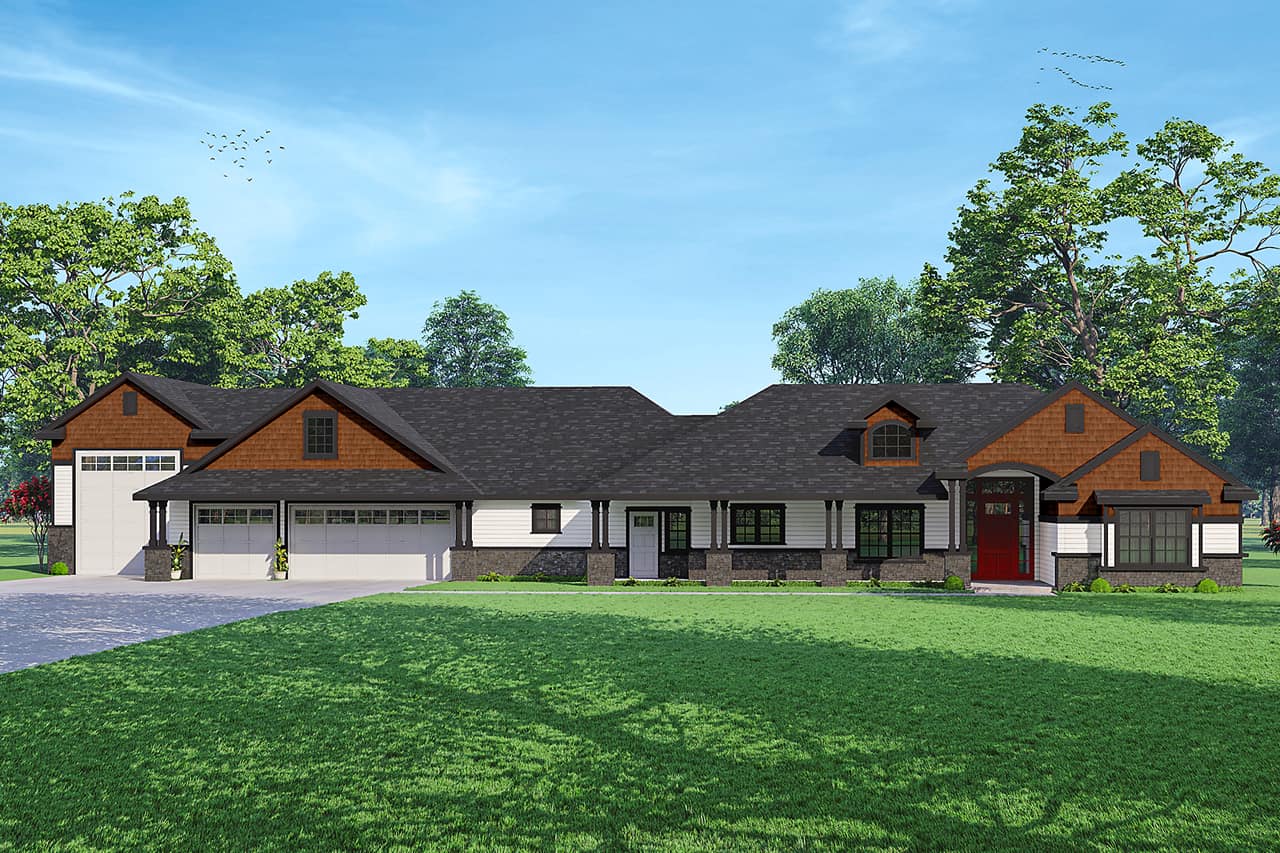 California Style Ranch house (ThePlanCollection: Plan #108-2009)