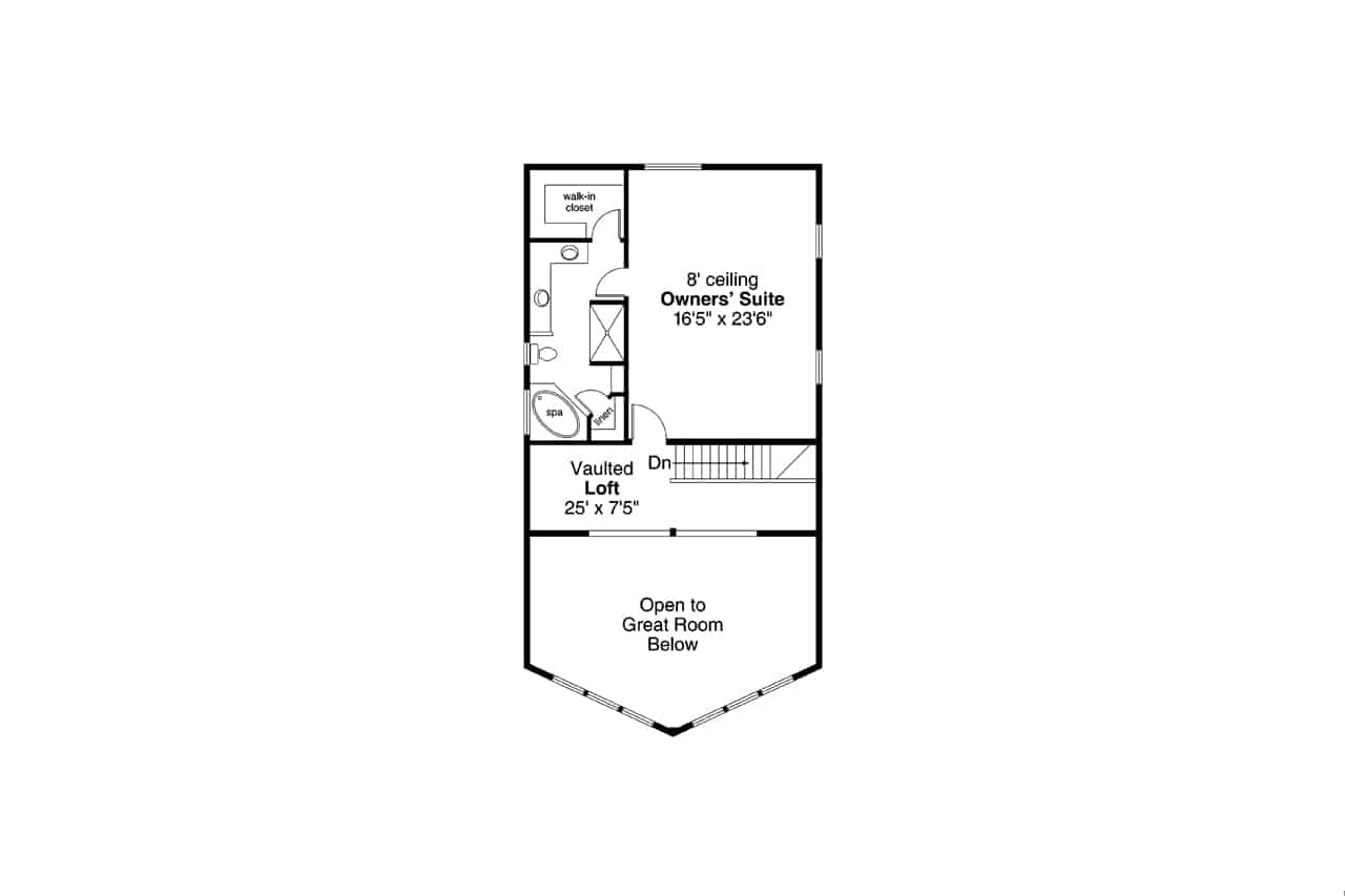 Upper Level of A Frame Plan #108-2010