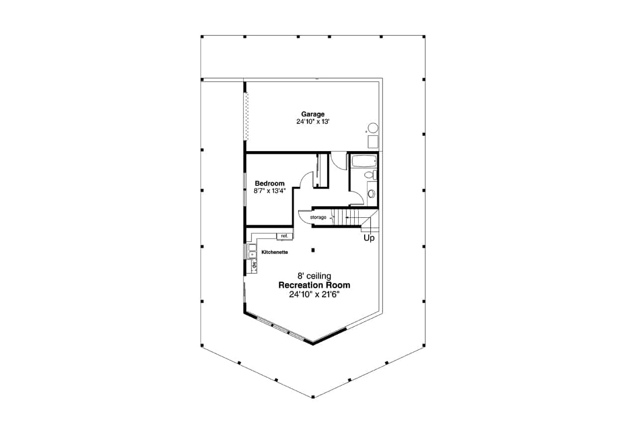 Basement of A Frame Plan #108-2010