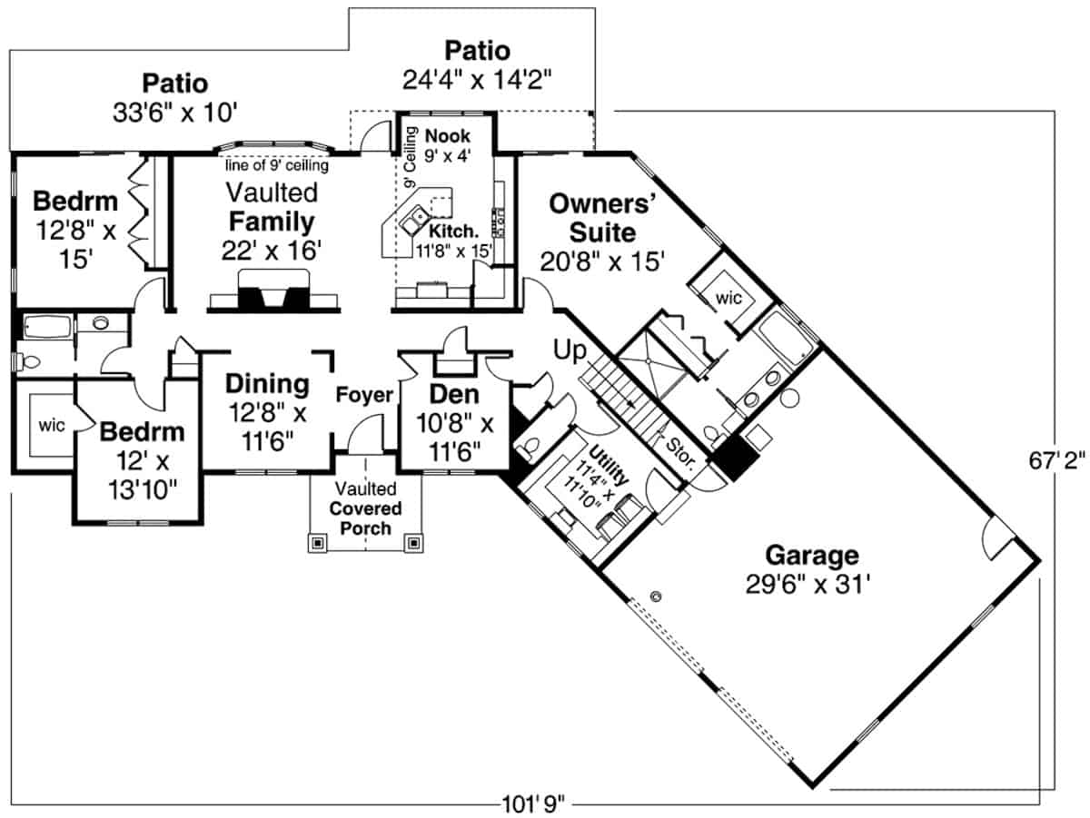 Main Level of Southern Plan #108-2012