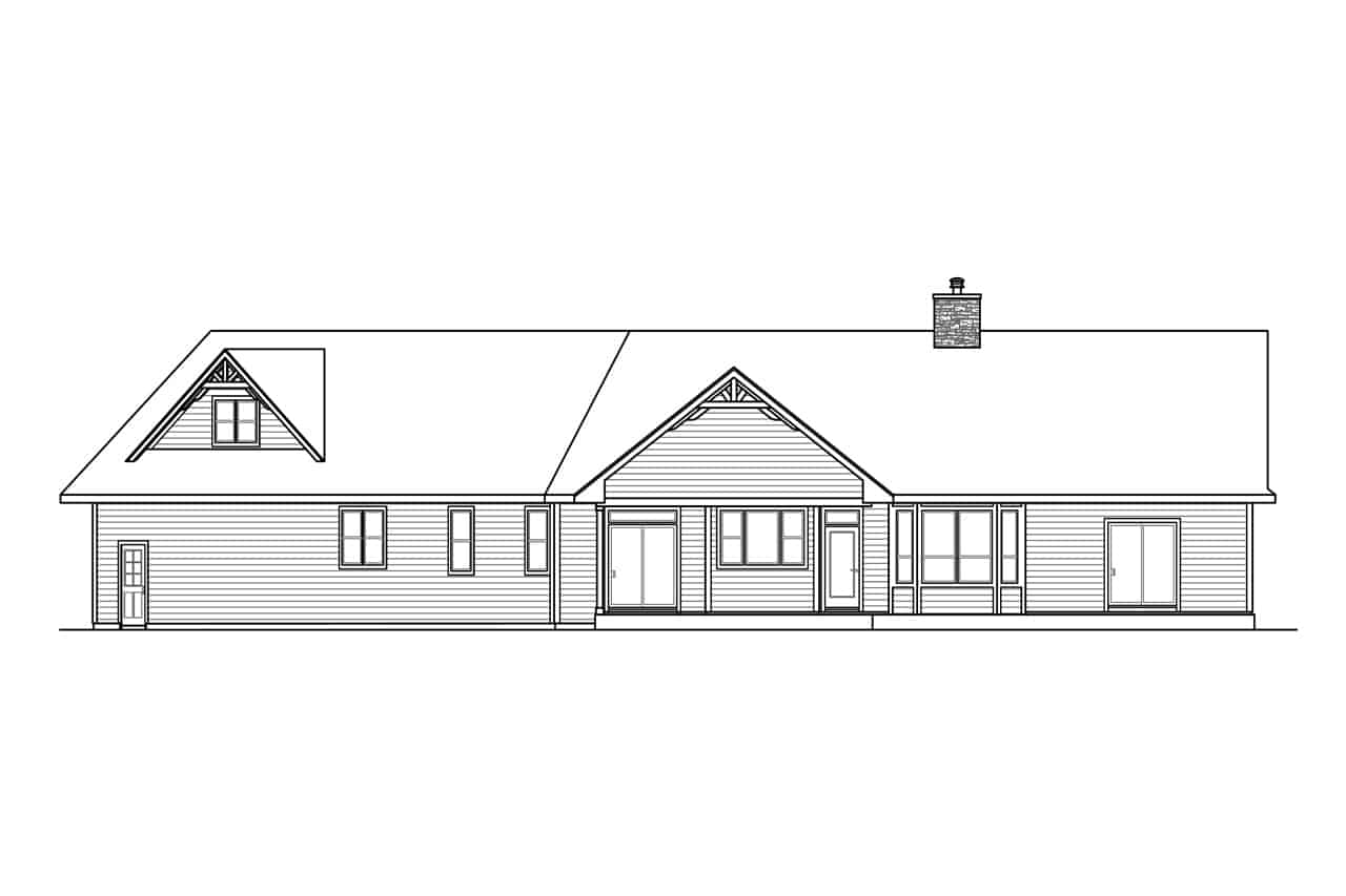 Home Plan Rear Elevation of this 3-Bedroom,2511 Sq Ft Plan -108-2012