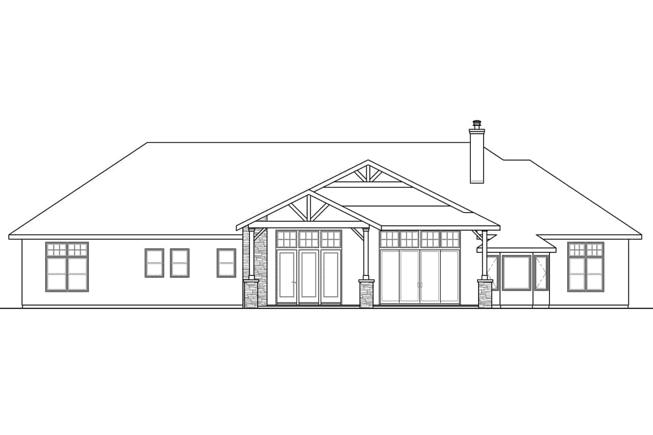 Home Plan Rear Elevation of this 3-Bedroom,2880 Sq Ft Plan -108-2013