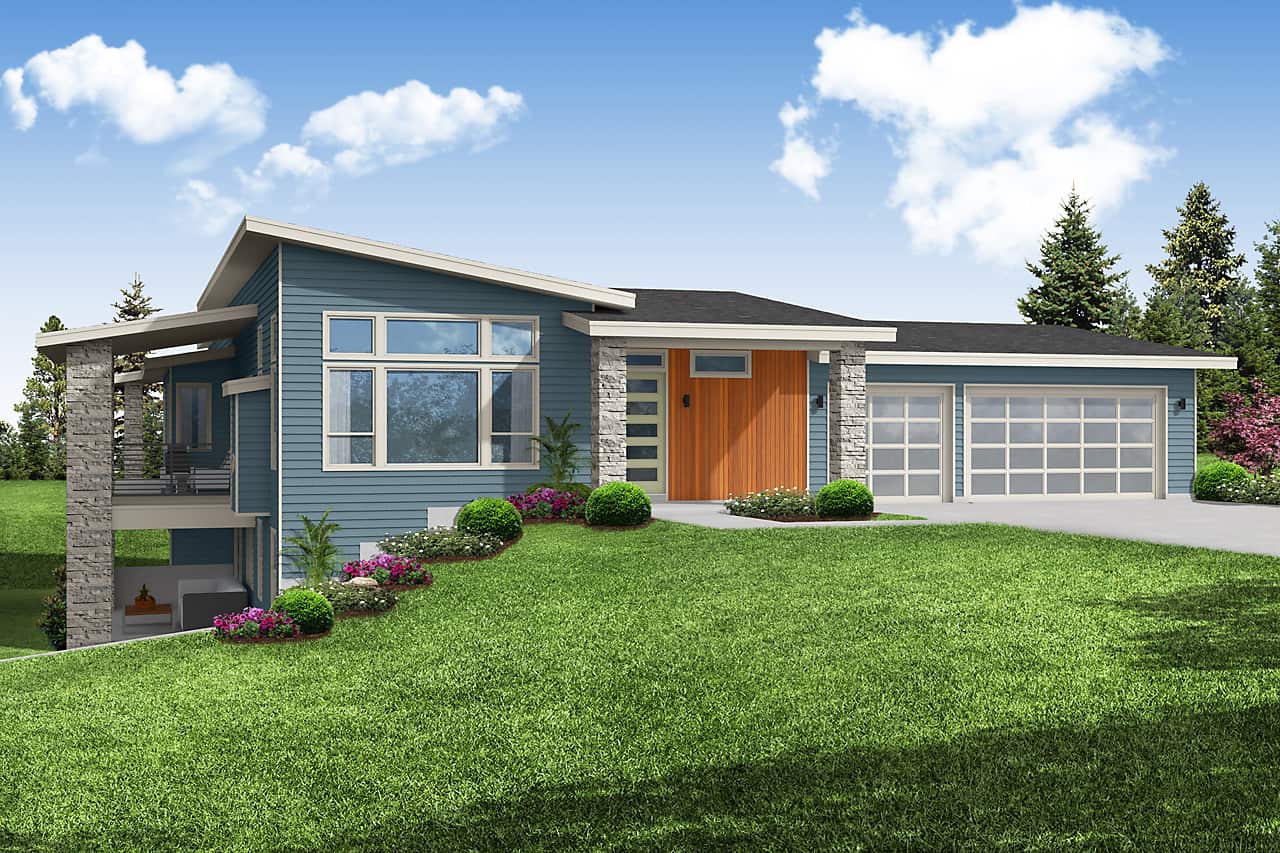 Contemporary style one-story house (ThePlanCollection: Plan #108-2015)