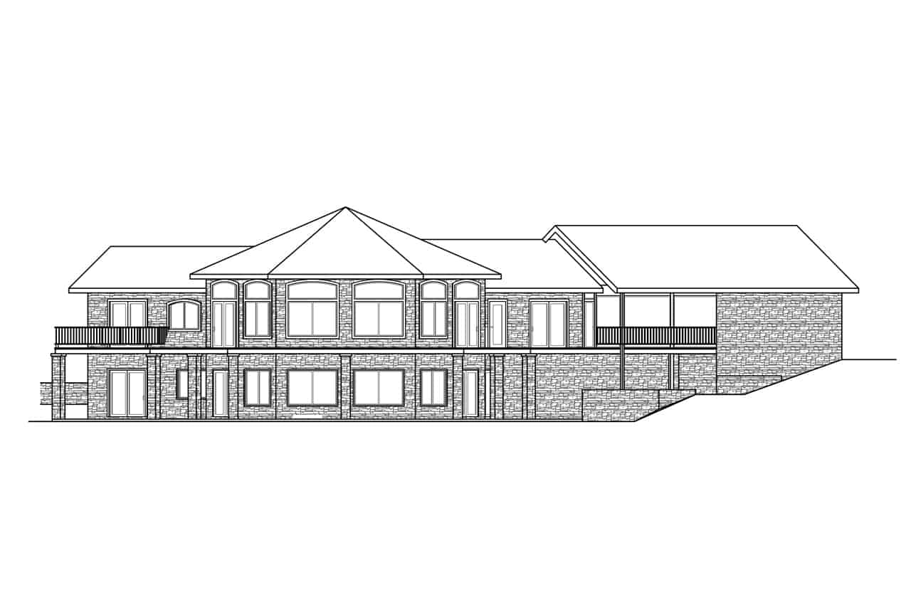 Home Plan Rear Elevation of this 4-Bedroom,4461 Sq Ft Plan -108-2017