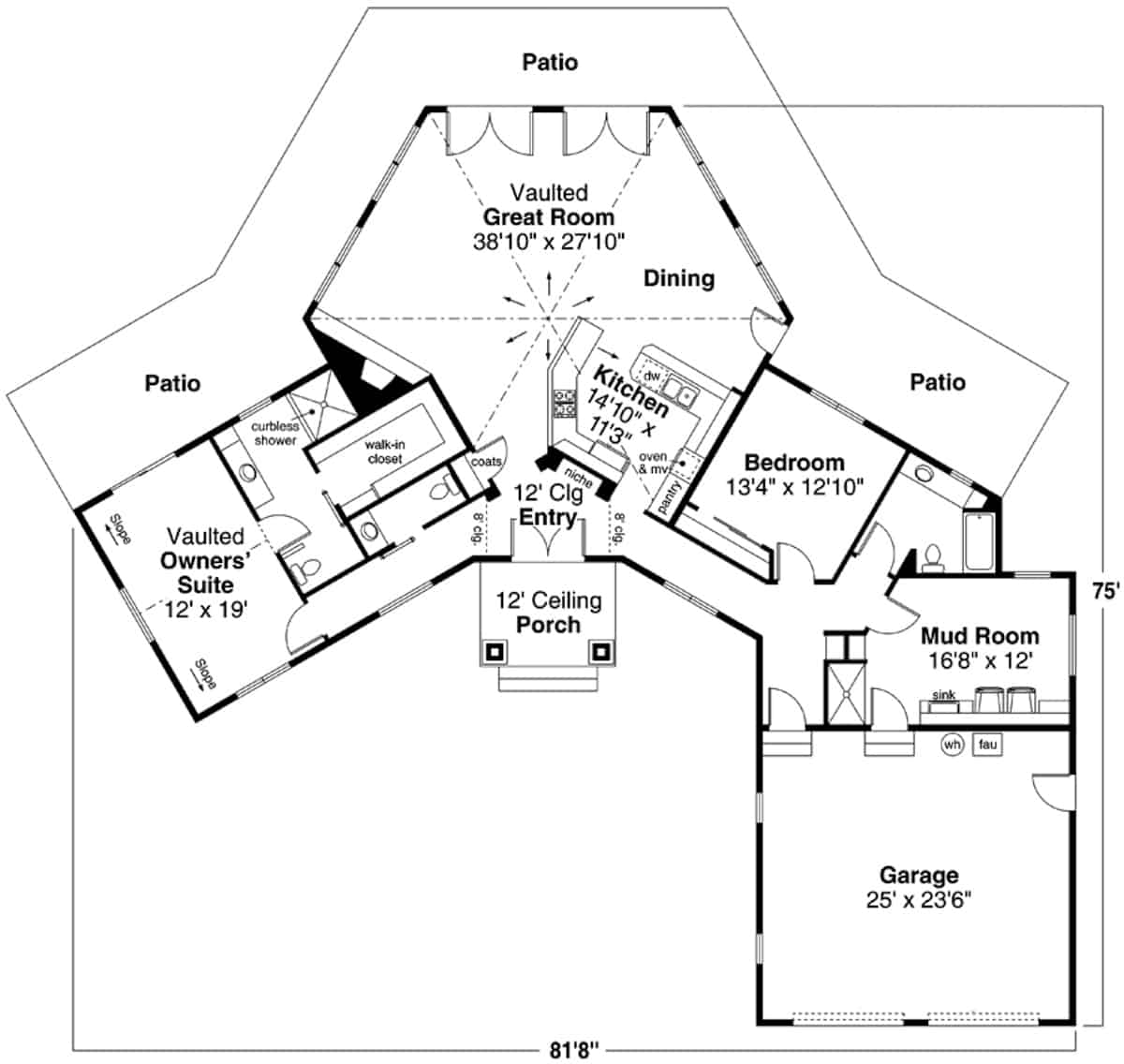 Main Level of Ranch Plan #108-2018