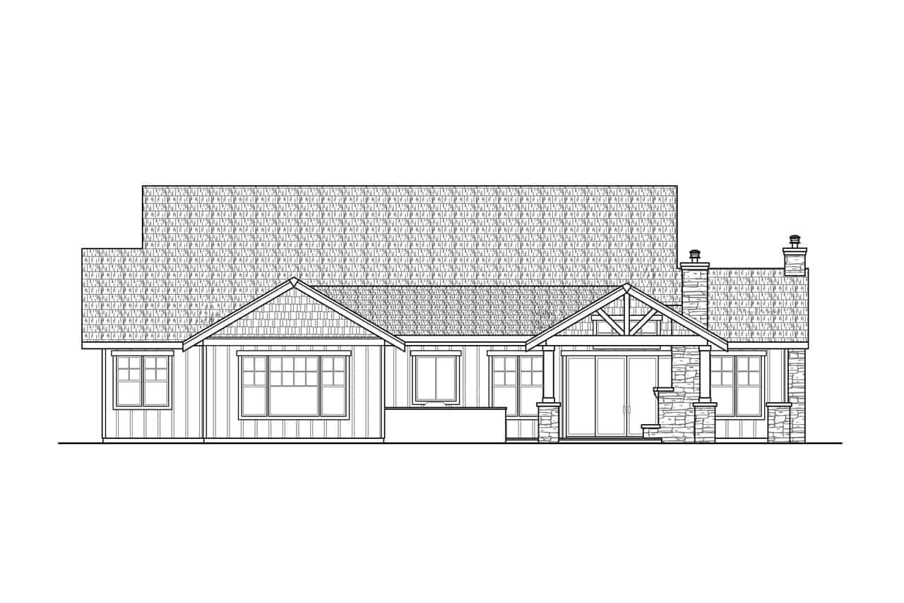 Home Plan Rear Elevation of this 2-Bedroom,2426 Sq Ft Plan -108-2019