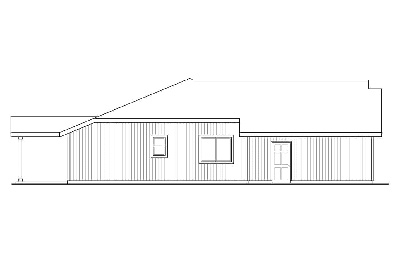 Home Plan Left Elevation of this 3-Bedroom,1383 Sq Ft Plan -108-2020