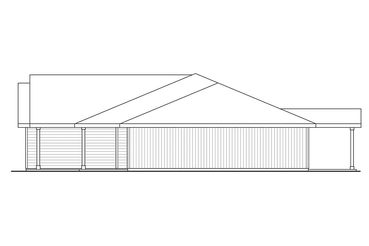 Home Plan Right Elevation of this 3-Bedroom,1383 Sq Ft Plan -108-2020
