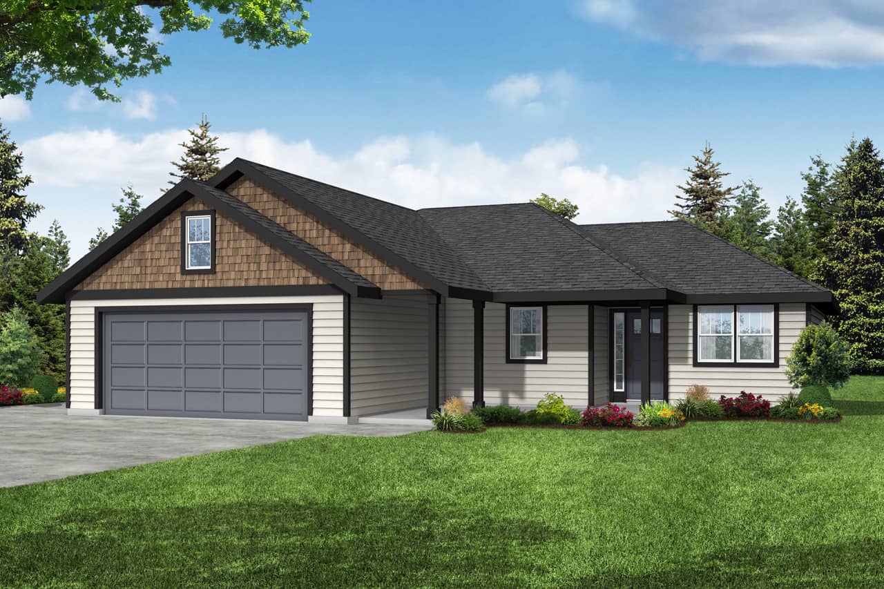 Ranch style small house (ThePlanCollection: Plan #108-2020)