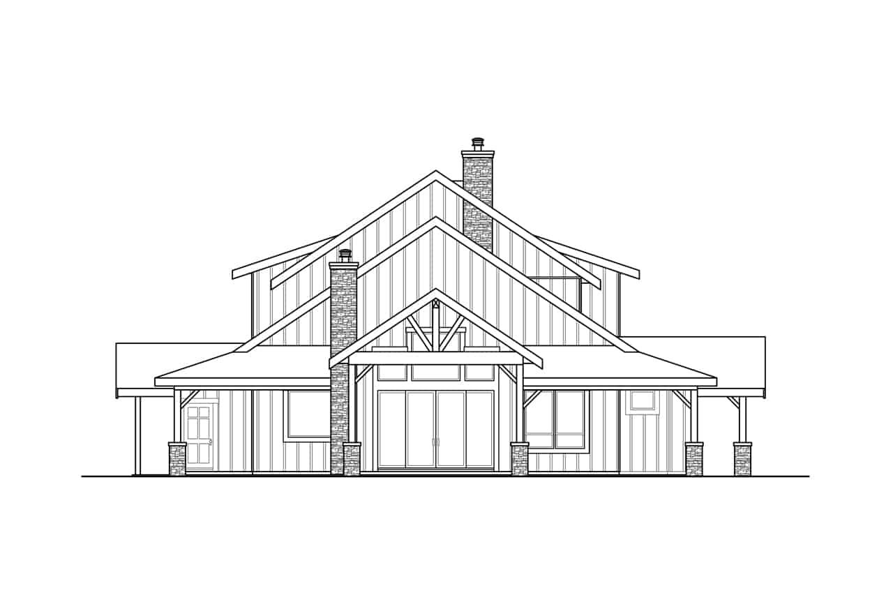 Home Plan Left Elevation of this 5-Bedroom,3927 Sq Ft Plan -108-2024