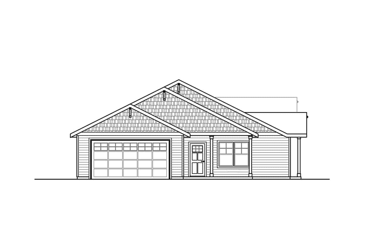 Home Plan Left Elevation of this 2-Bedroom,1217 Sq Ft Plan -108-2028