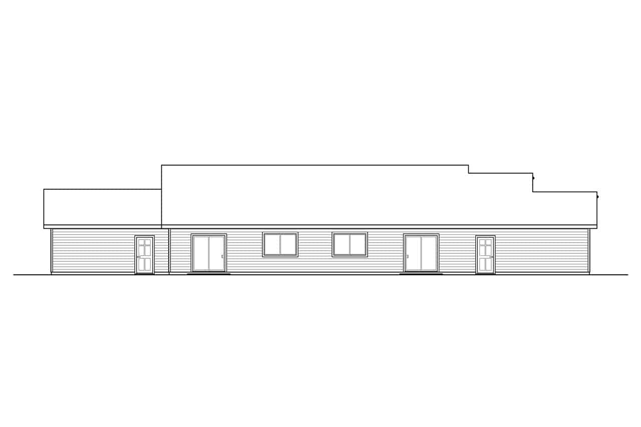Home Plan Rear Elevation of this 2-Bedroom,1217 Sq Ft Plan -108-2028