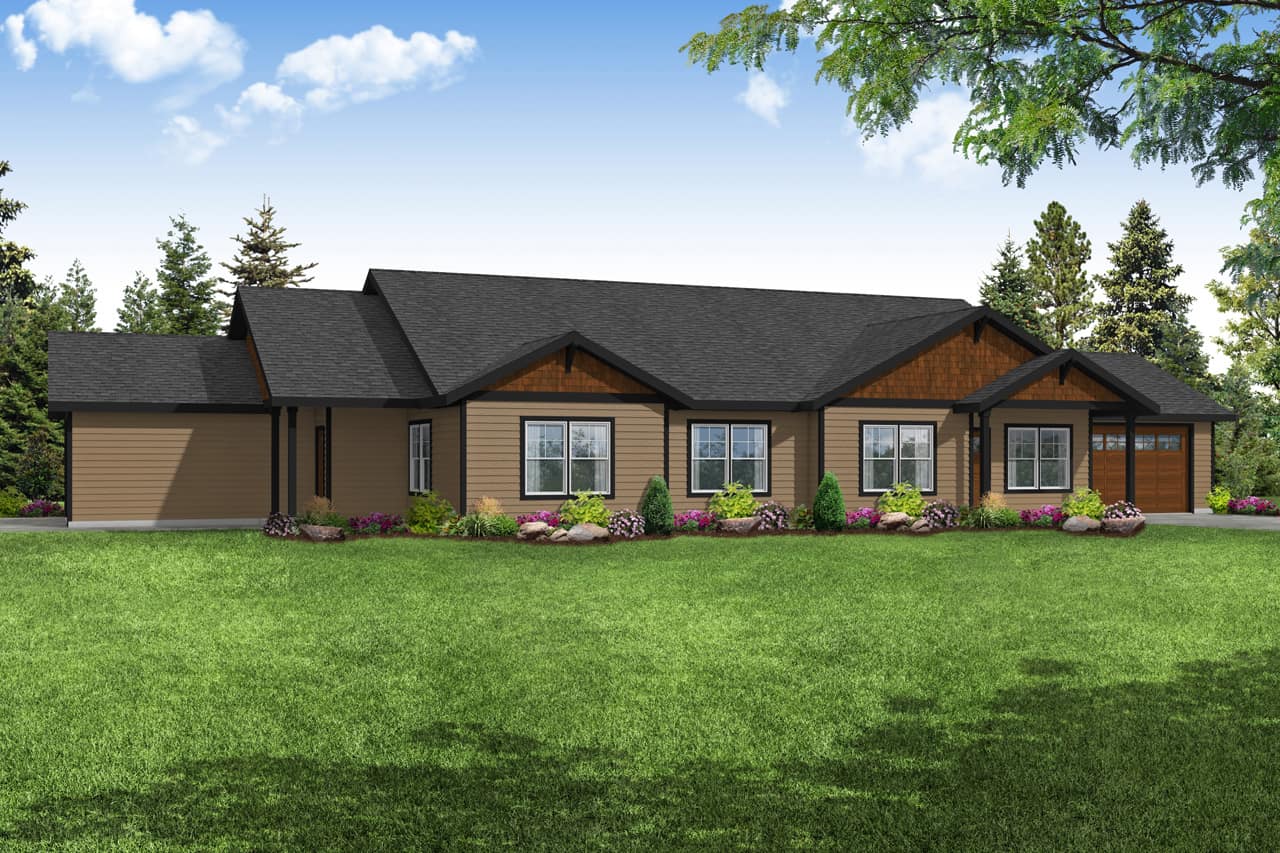 Ranch-style Multi-Unit house design (ThePlanCollection: Plan #108-2028)