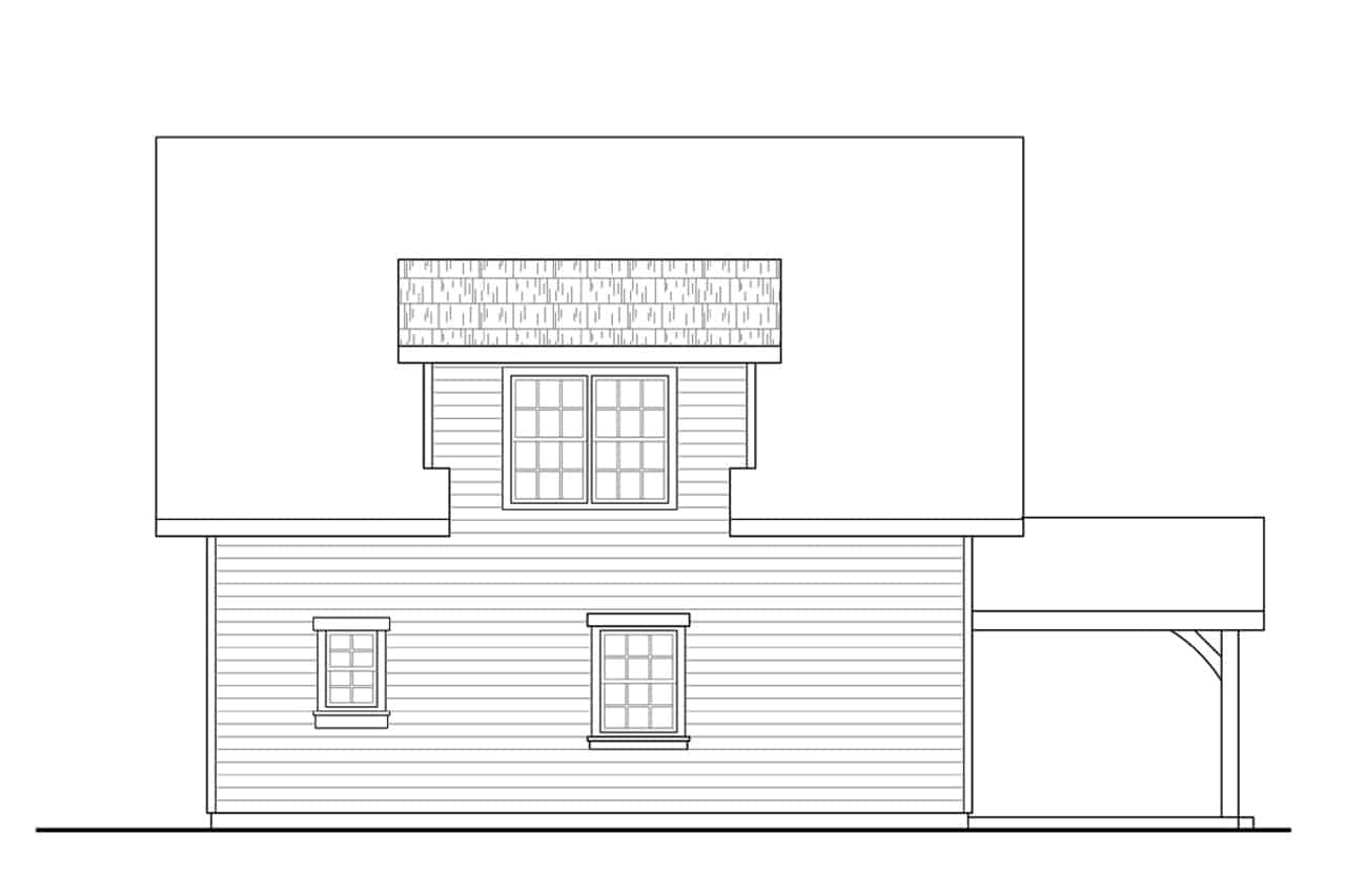 Home Plan Rear Elevation of this 0-Bedroom,1382 Sq Ft Plan -108-2029