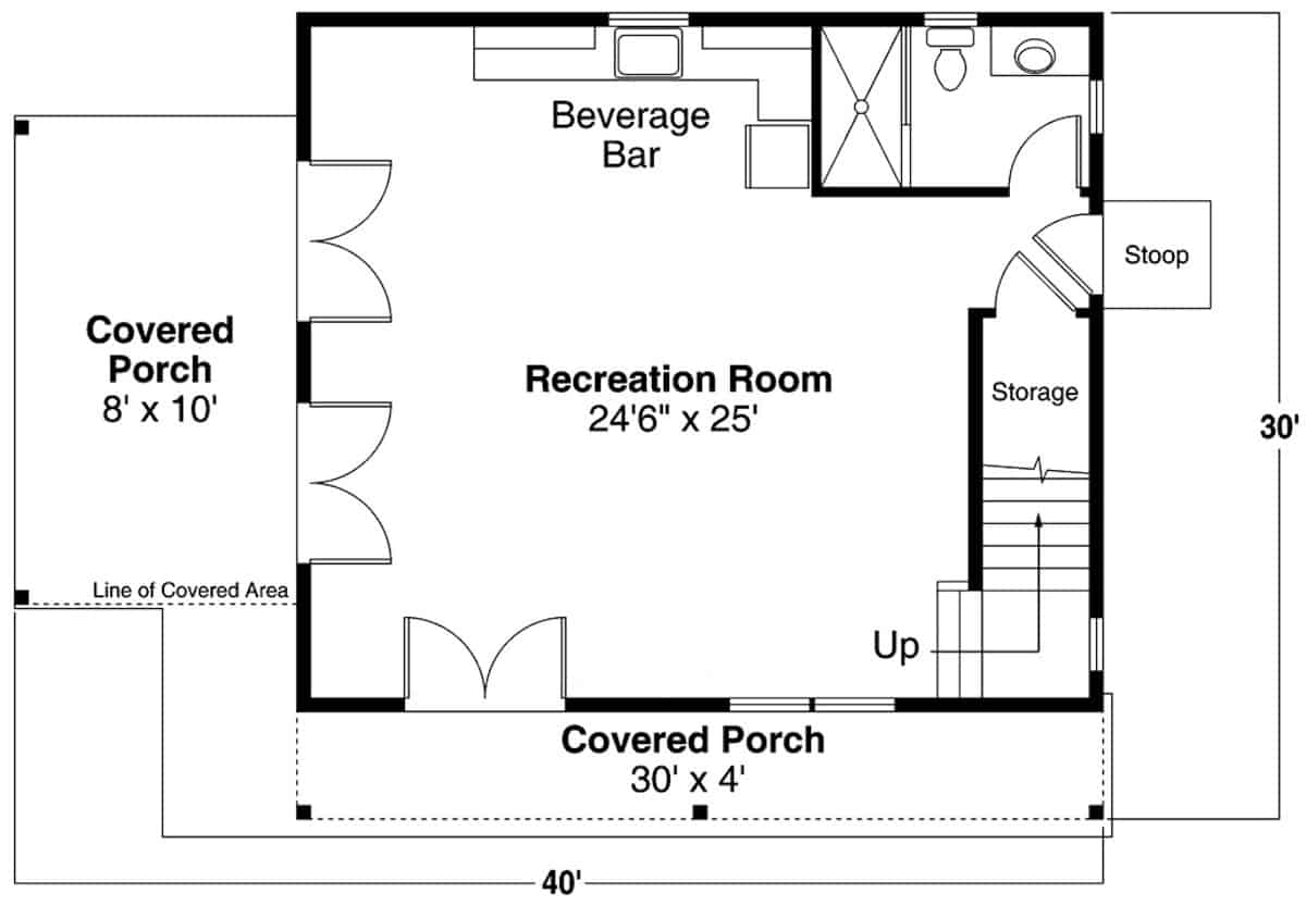 Main Level of Vacation Homes Plan #108-2029
