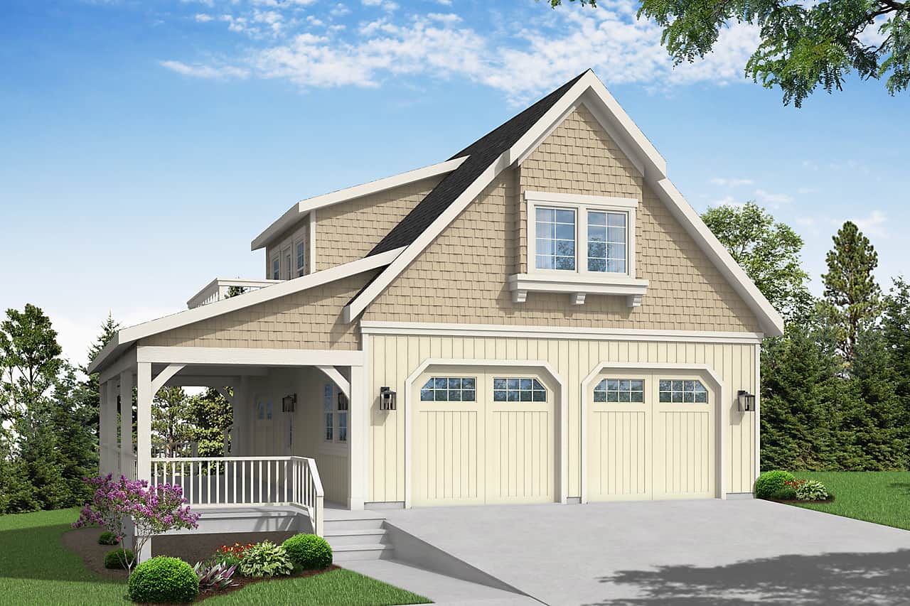 Front elevation of Garage w/Apartments home (ThePlanCollection: House Plan #108-2031)