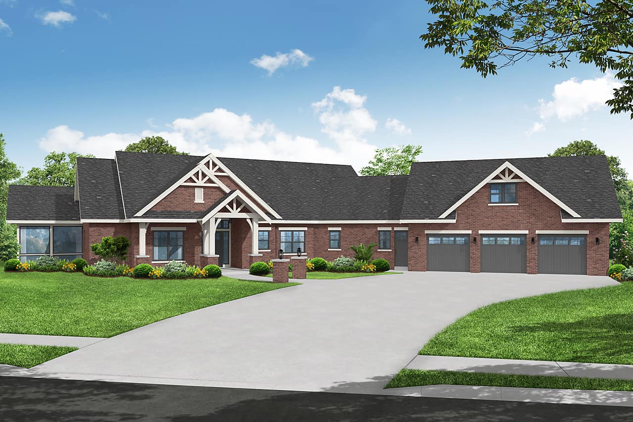Front elevation of Ranch home (ThePlanCollection: House Plan #108-2032)