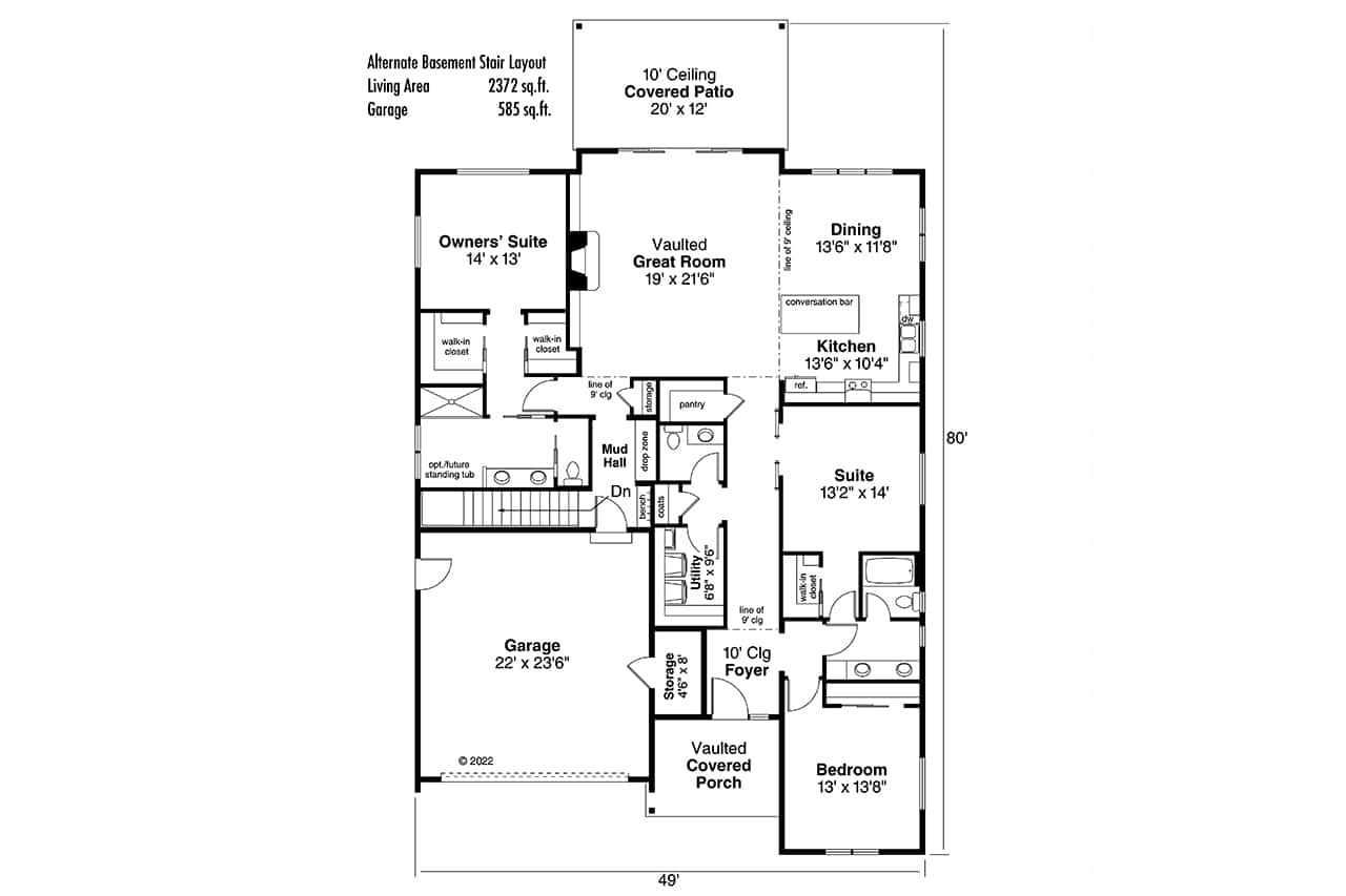 Main Level of Contemporary Plan #108-2033