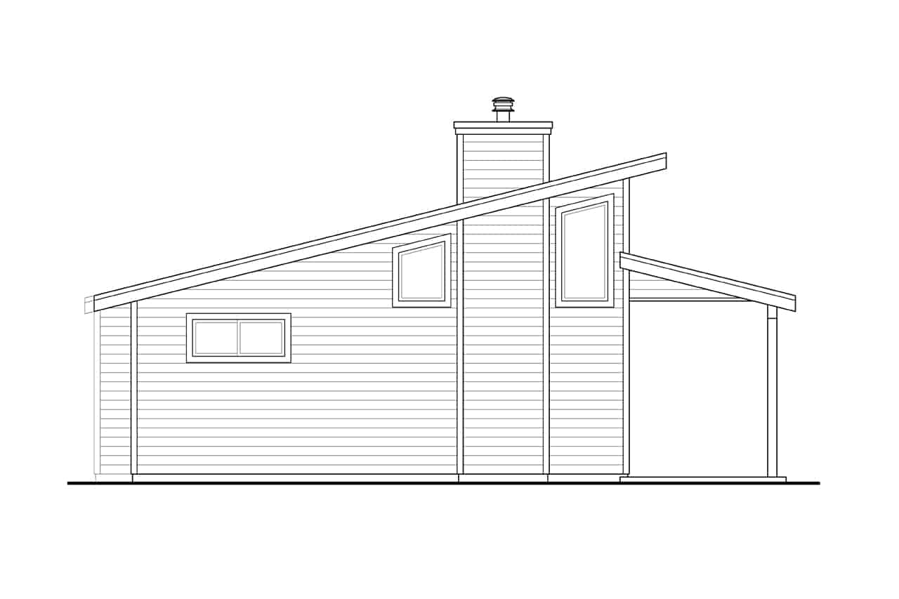 Home Plan Left Elevation of this 2-Bedroom,800 Sq Ft Plan -108-2034