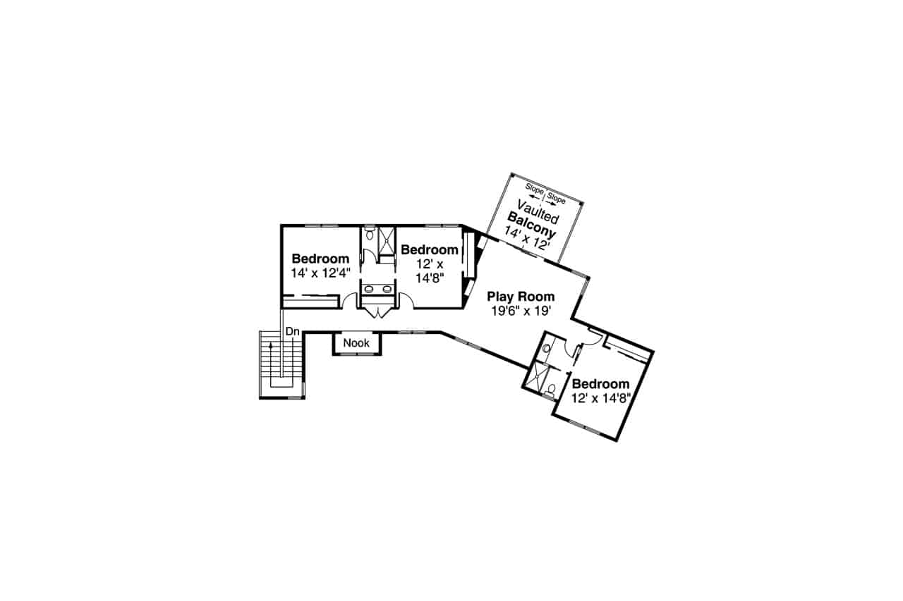 Upper Level of Craftsman Plan #108-2037