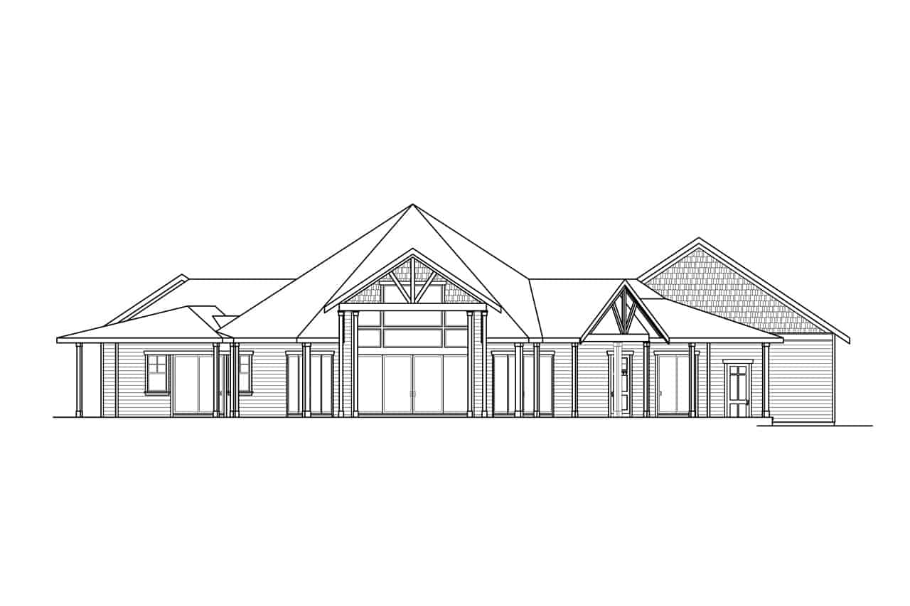 Home Plan Rear Elevation of this 2-Bedroom,3442 Sq Ft Plan -108-2038