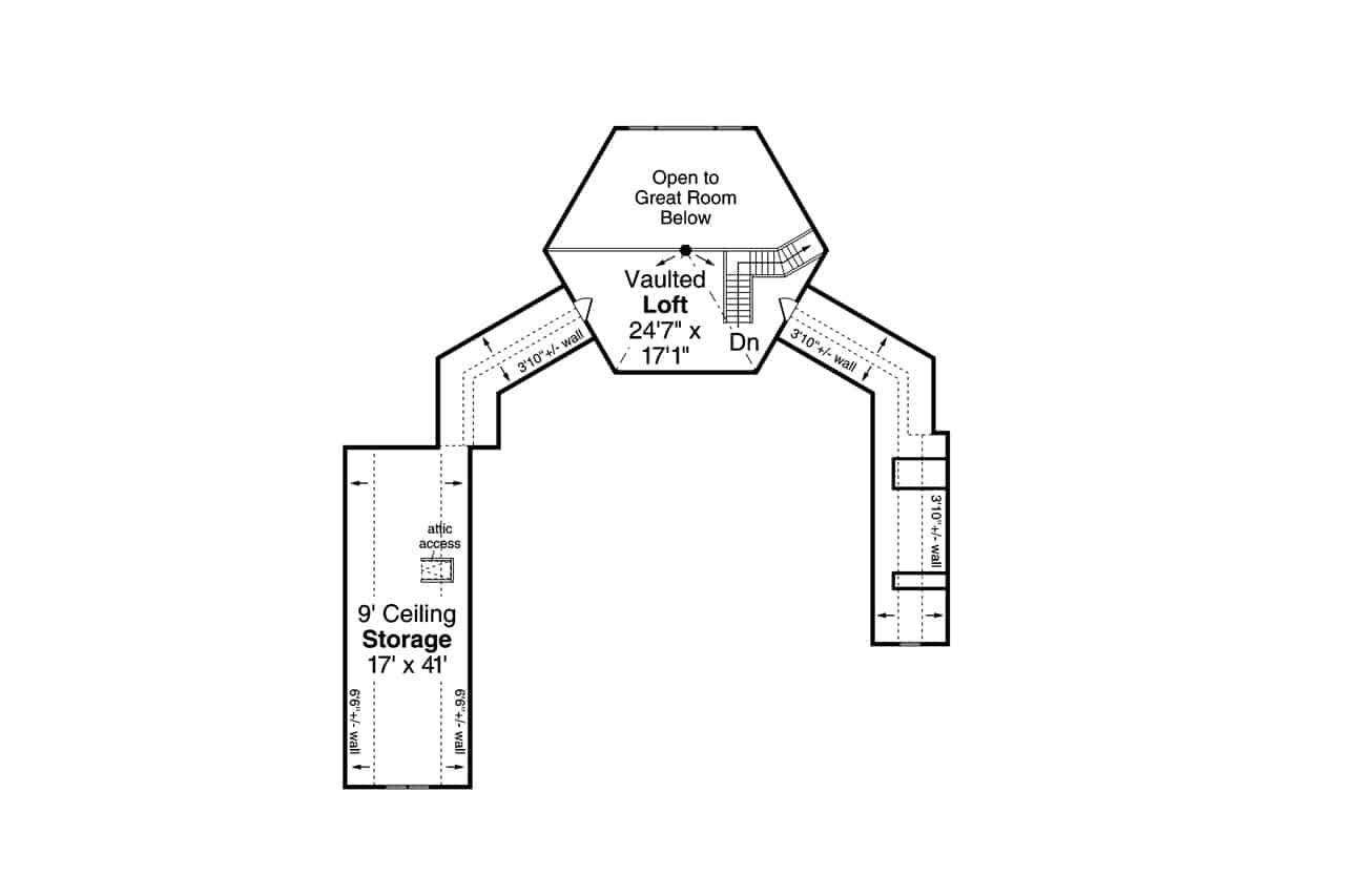 Upper Level of Farmhouse Plan #108-2038