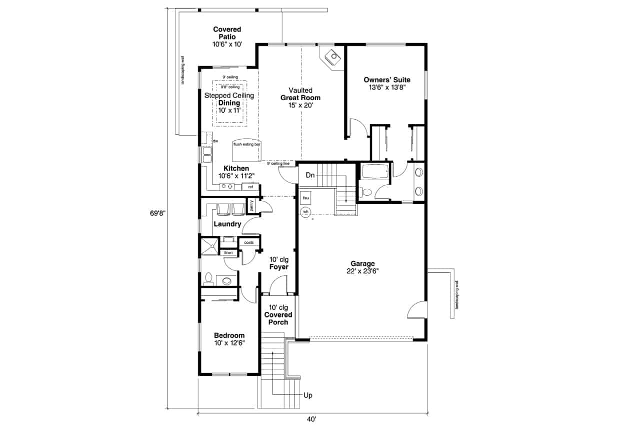 Main Level of Contemporary Plan #108-2039