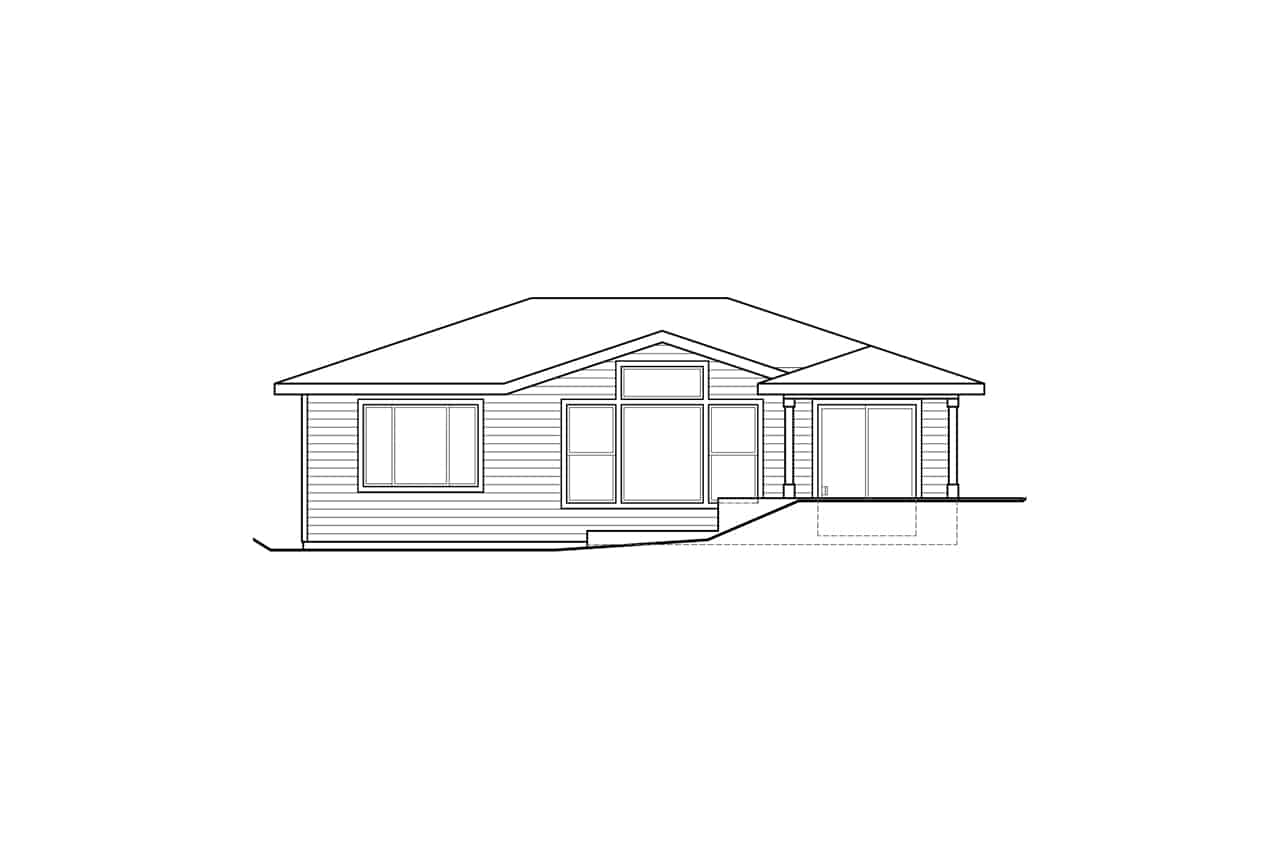 Home Plan Rear Elevation of this 2-Bedroom,1441 Sq Ft Plan -108-2039