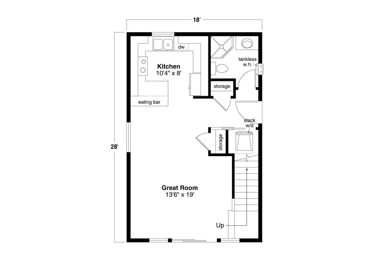 Main Level of Cottage Plan #108-2040