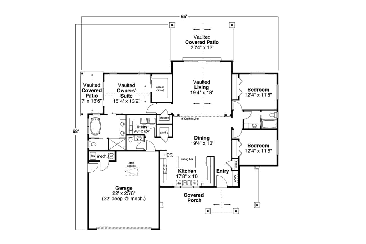 Main Level of Ranch Plan #108-2041